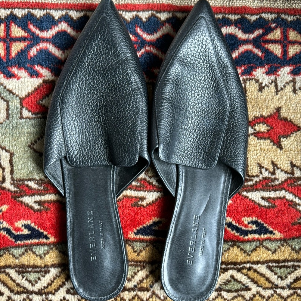 Everlane leather black slip on flats
